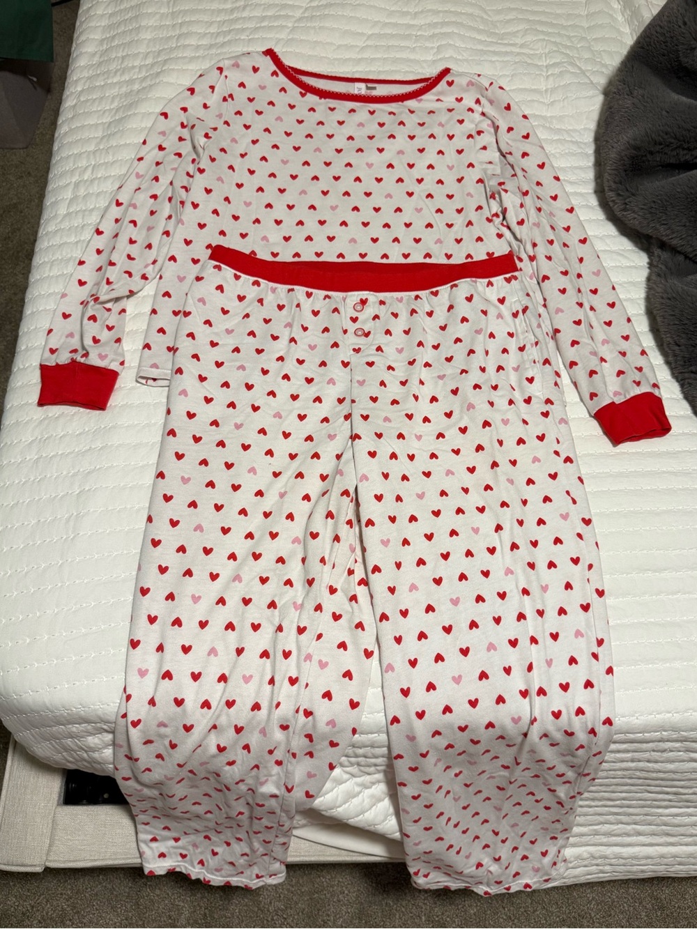 Women’s Heart-Print Red and White Pajama Set